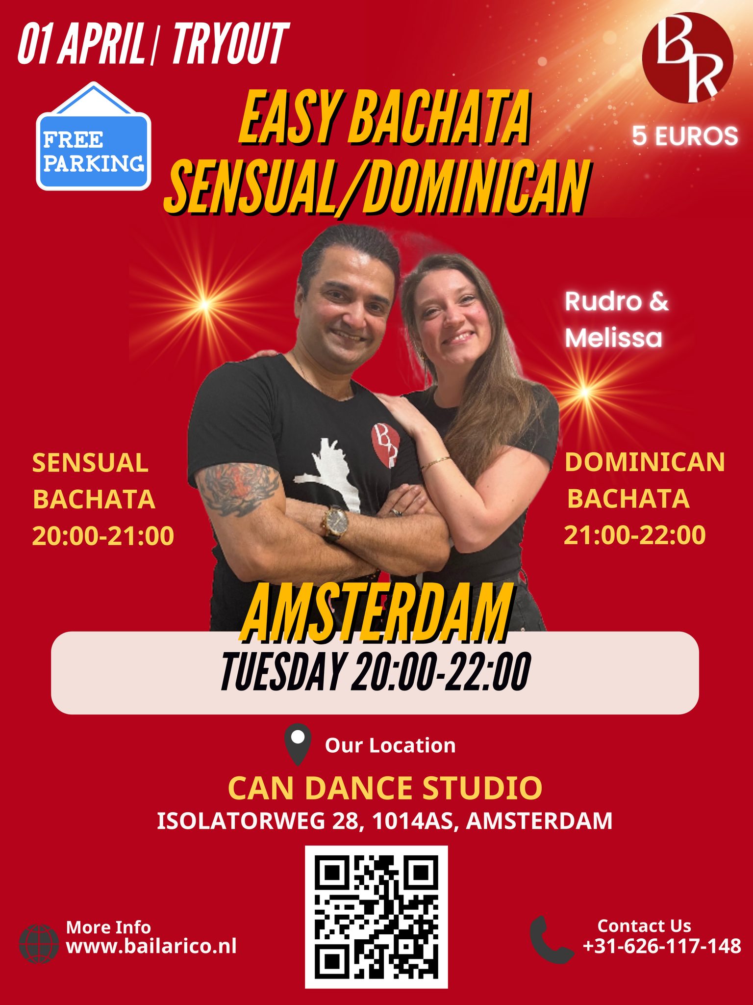 TryOut Easy Bachata Sensual/Dominican Beginner Course Apr-June (Amsterdam)