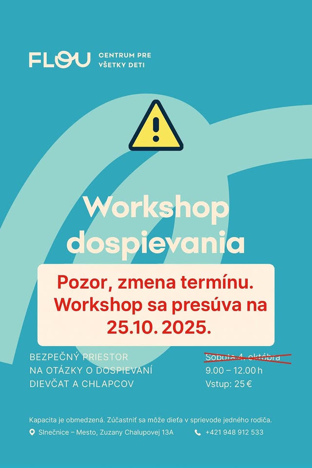🌱 Workshop o dospievaní pre deti a rodičov