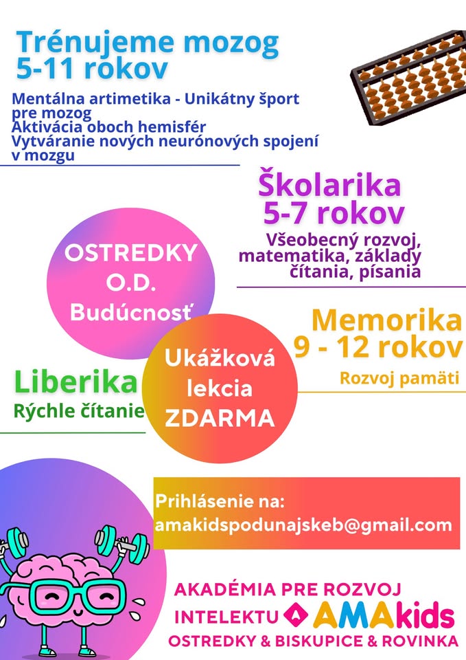Ukážková lekcia Mentálnej aritmetiky, Školariky, Memoriky a Liberiky s Amakids