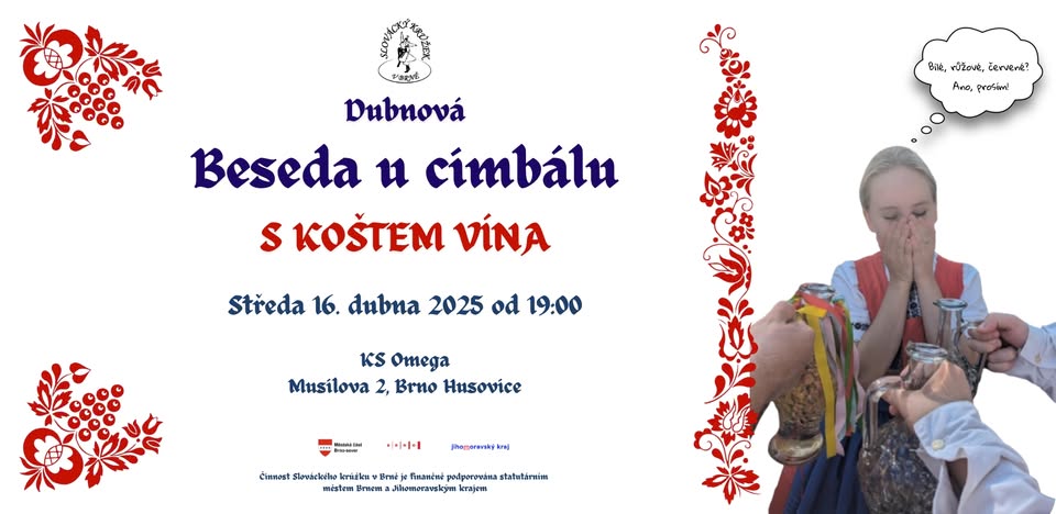 Dubnová beseda u cimbálu s koštem vína