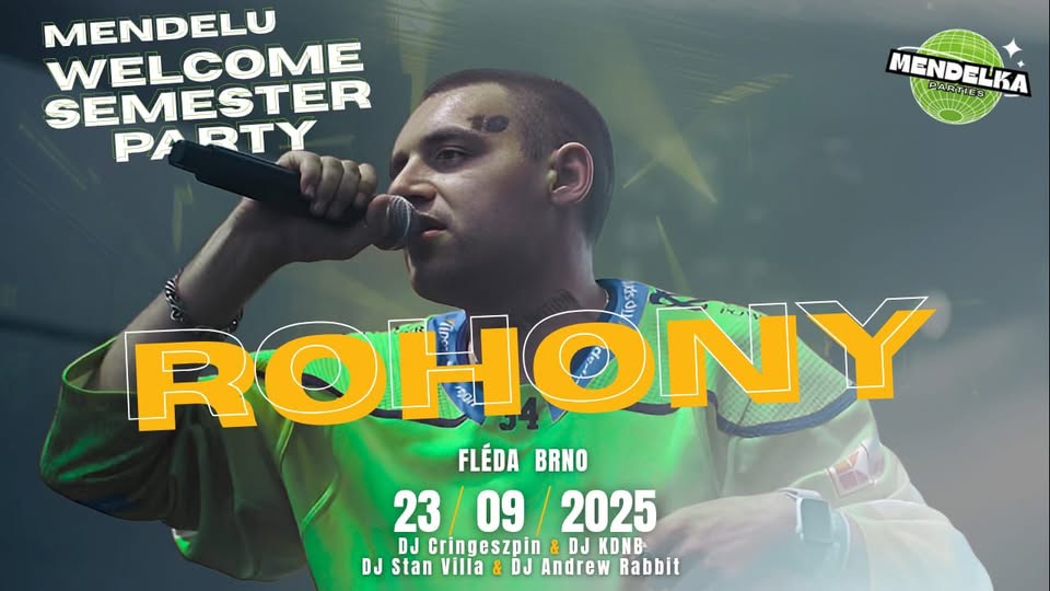 🔥ROHONY live x 🟢 Mendelu welcome semester party x Fléda Brno x 23.9 🔥