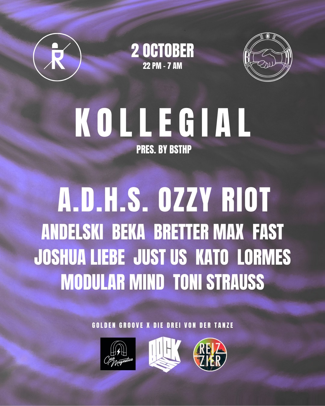 KOLLEGIAL pres. by BSTHP - w/ A.D.H.S, OZZY RIOT, justUS and many more @ Ritter Butzke