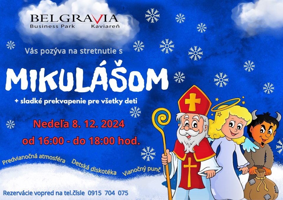 Kaviareň Belgravia Vás pozýva na stretnutie s Mikulášom. 🎅