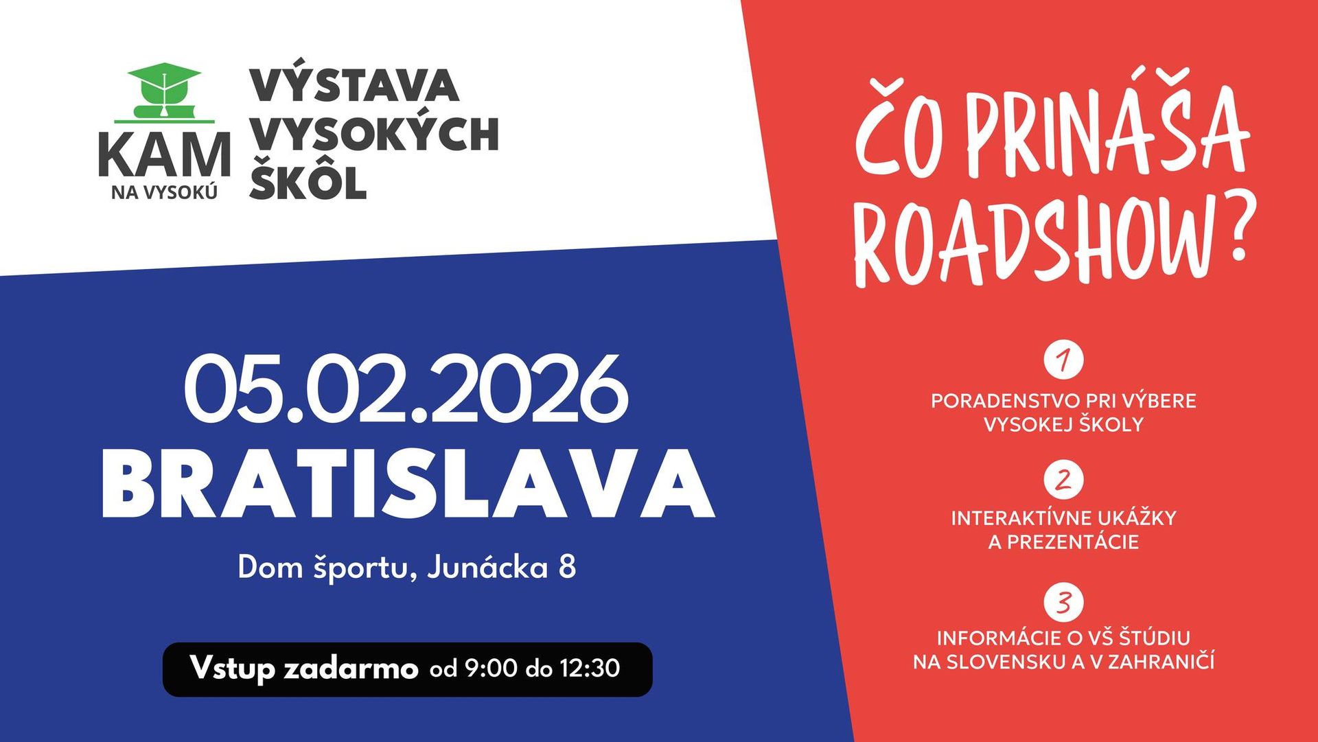 Kam na vysokú 2026 - výstava vysokých škôl v Bratislave