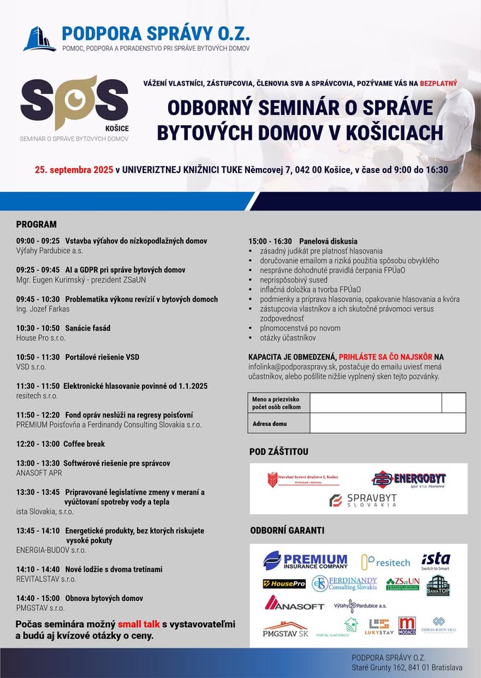 ODBORNÝ SEMINÁR O SPRÁVE BYTOVÝCH DOMOV