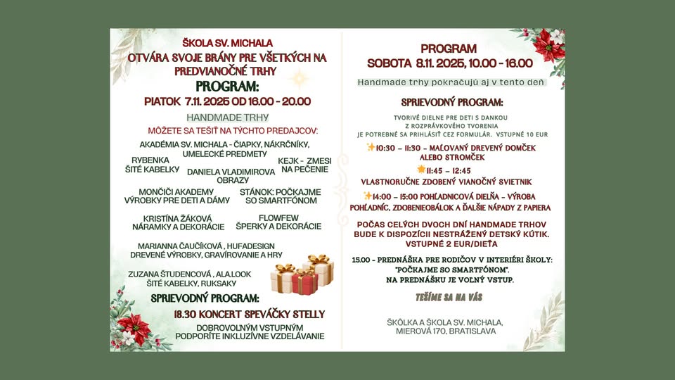 Predvianočné handmade trhy so sprievodným programom