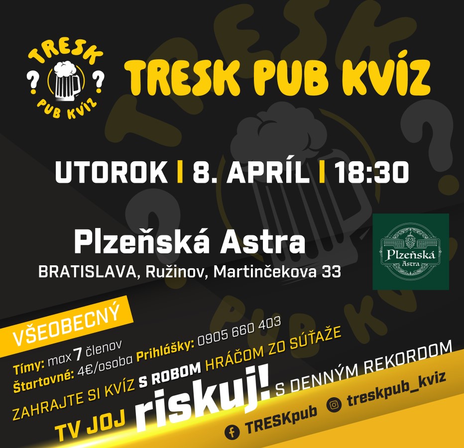 Ružinov - kvíz pre každého v Plzeňskej Astre