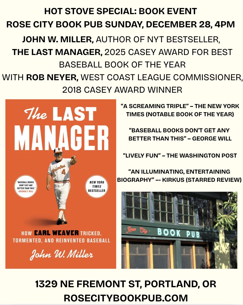 Baseball Talk on Earl Weaver in Portland