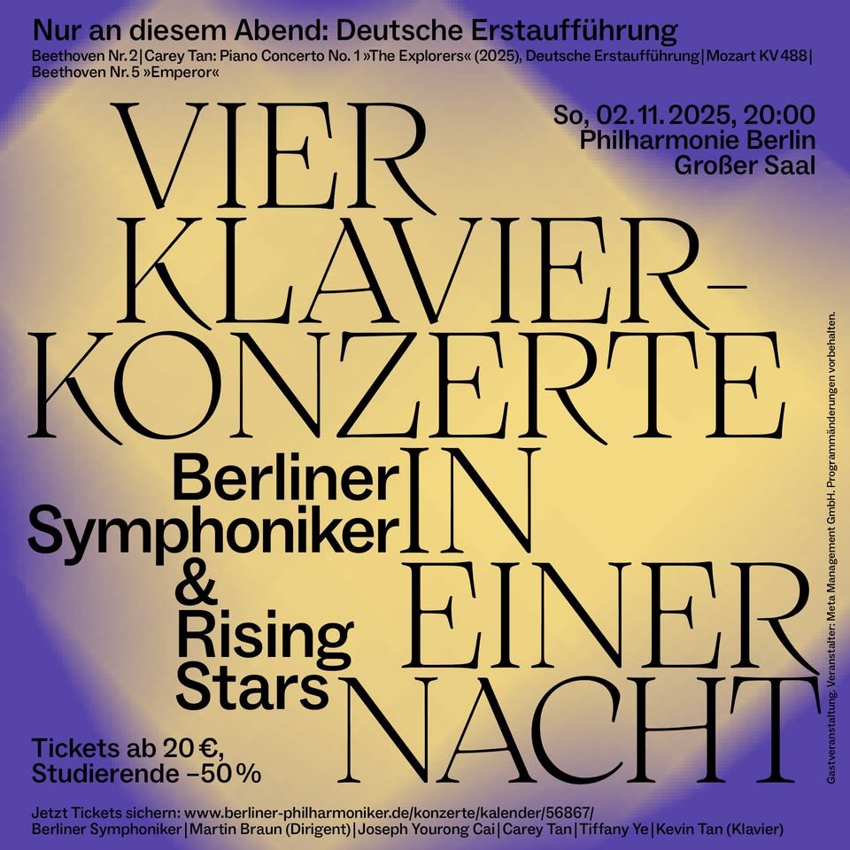 Vier Klavierkonzerte in einer Nacht – Berliner Symphoniker & Rising Stars | Deutsche Erstaufführung