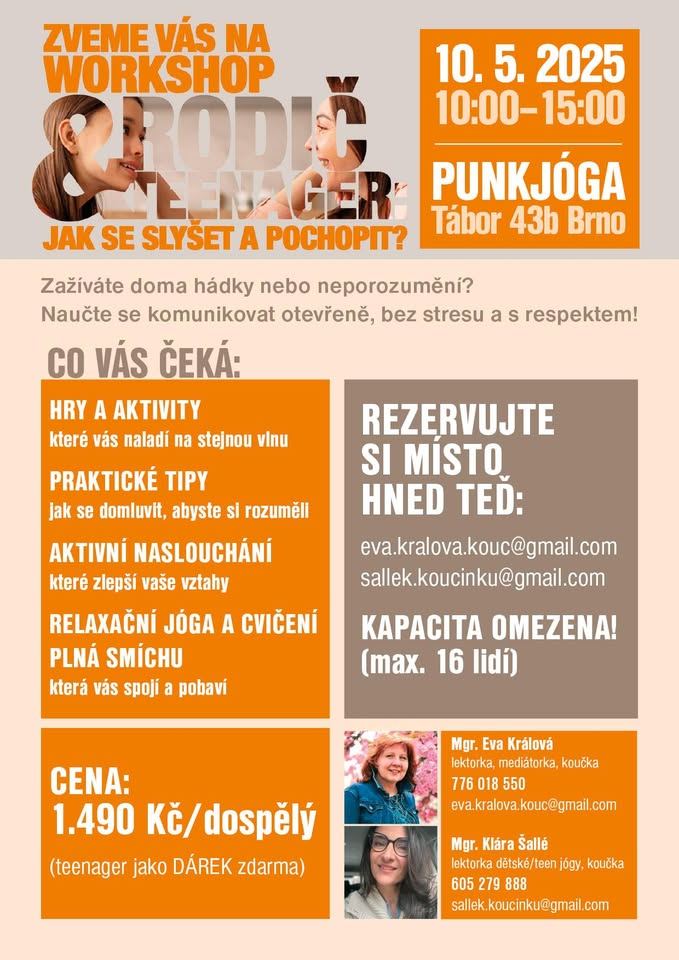 Workshop RODIČ & TEENAGER: Jak se slyšet a pochopit?