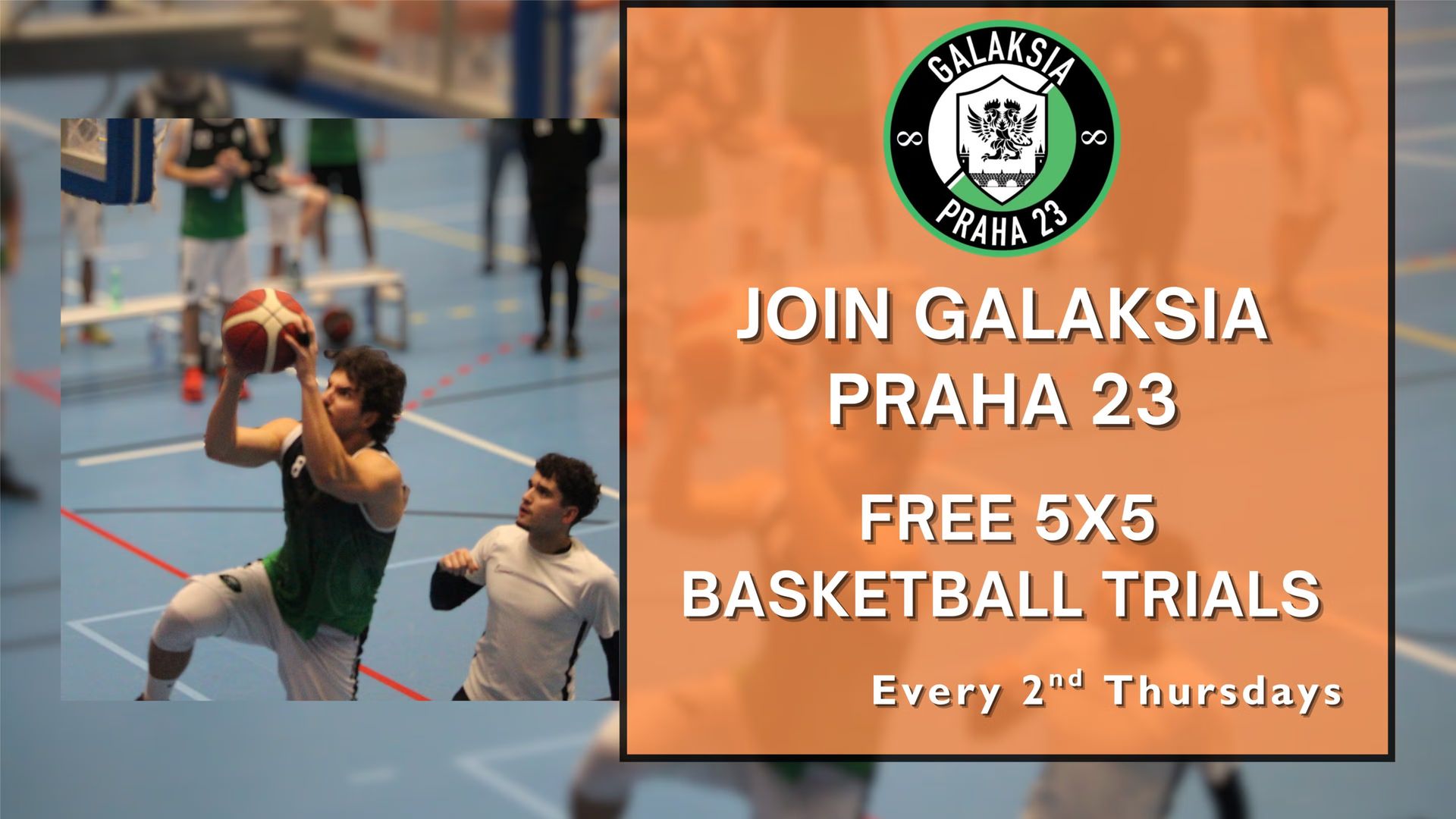 Free 5x5 Basketball trial at Galaksia Praha 23 training