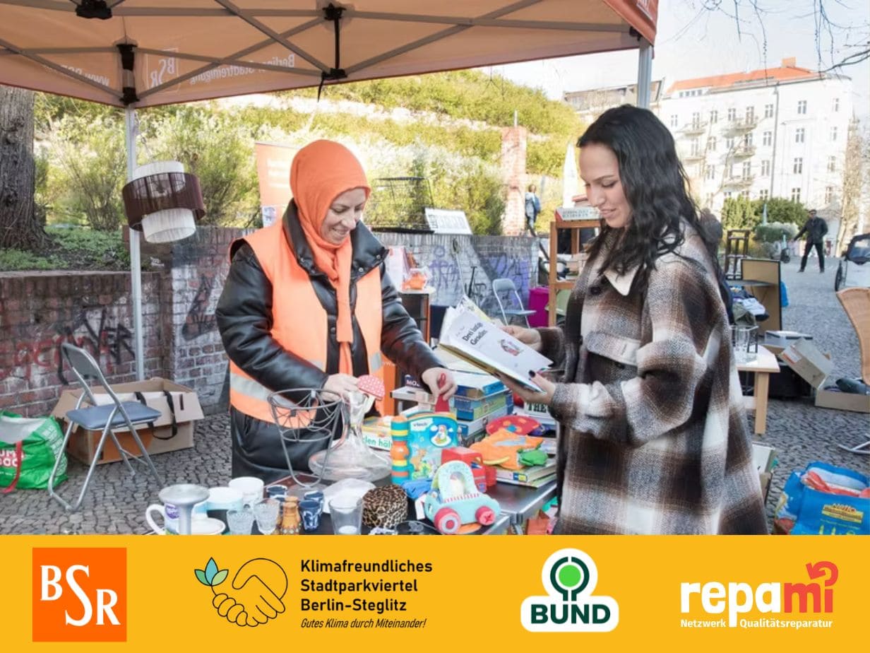BSR-Kieztag mit Kleidertauschparty und Reparatur-Station am Steglitzer Damm