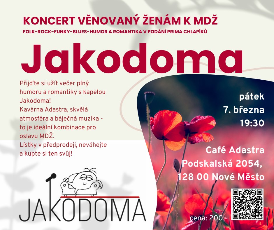 JAKODOMA v Café AdAstra | koncert k MDŽ pro naše milé dámy