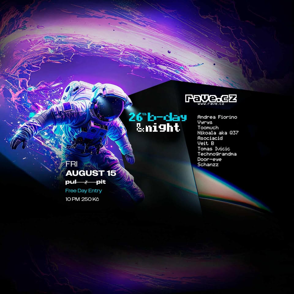 rave 26th b-day&night | pul.pit Brno | 15. 8. 2025