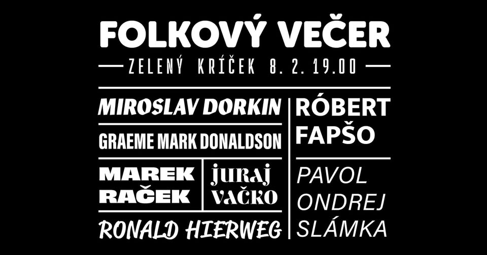 Folkový večer v Zelenom Kríčku