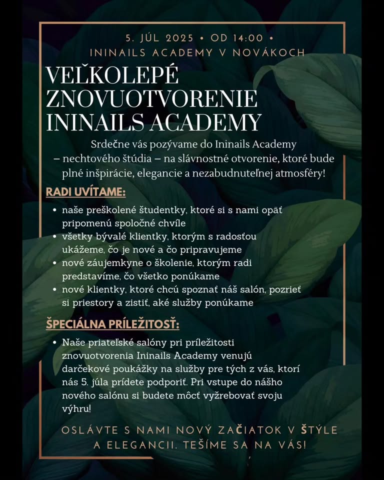 Znovuotvorenie ININAILS ACADEMY v Novákoch