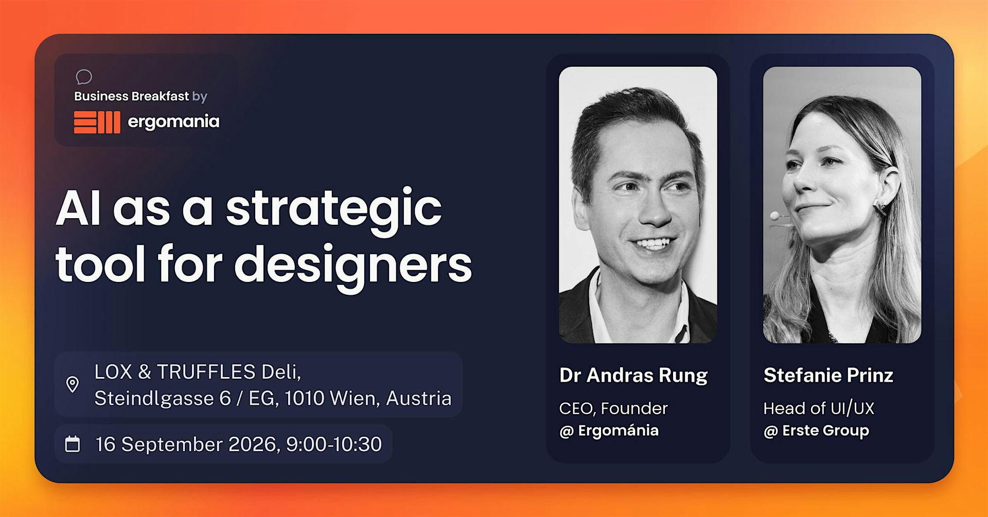 Business Breakfast Vienna by Ergomania: AI as a strategic Tool for Designer