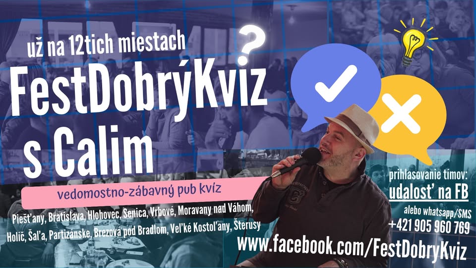 FestDobrýKvíz s Calim /ŠPECIÁL/ v Gitarovom Múzeu/Piešťany, Beethovenova 5/ sobota 25. januára 19:00