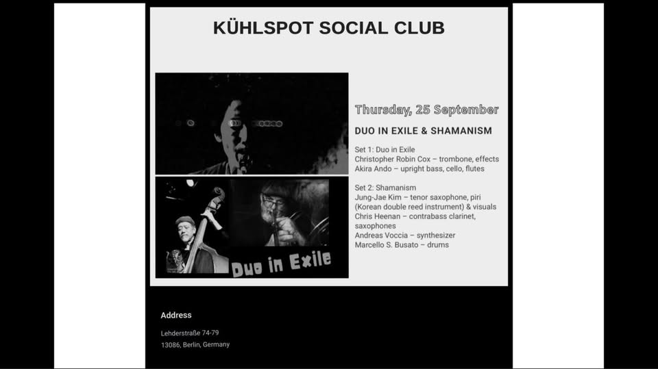Ando/ Robin Cox: DUO IN EXILE & Busato/ Heenan/ Kim/ Voccia: SHAMANISM