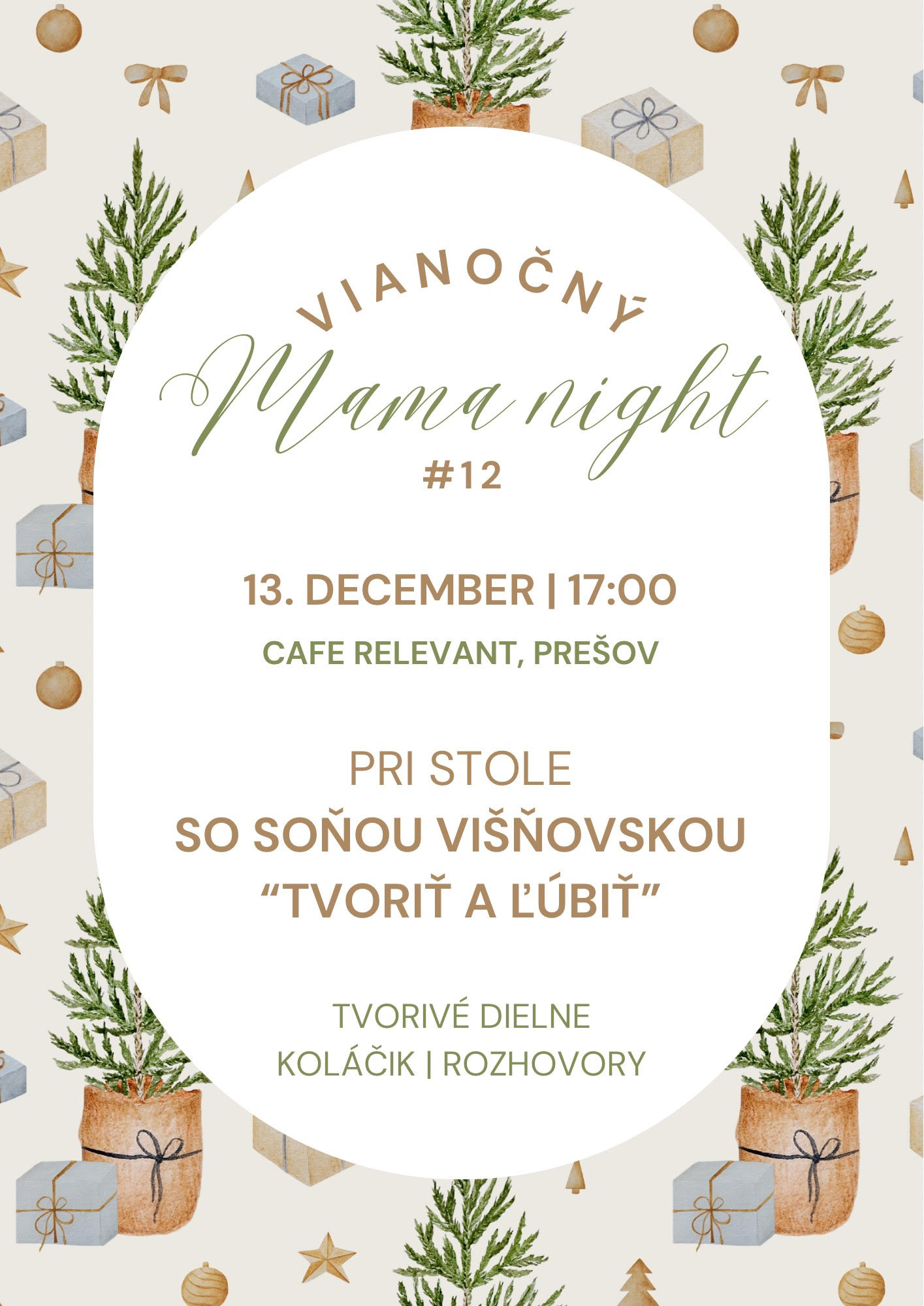 Vianočný MAMA NIGHT #12: Pri stole a tvoriť a ľúbiť so Soňou Višňovskou