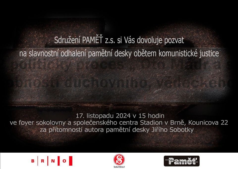 Slavnostní odhalení pamětní desky obětem komunistické justice