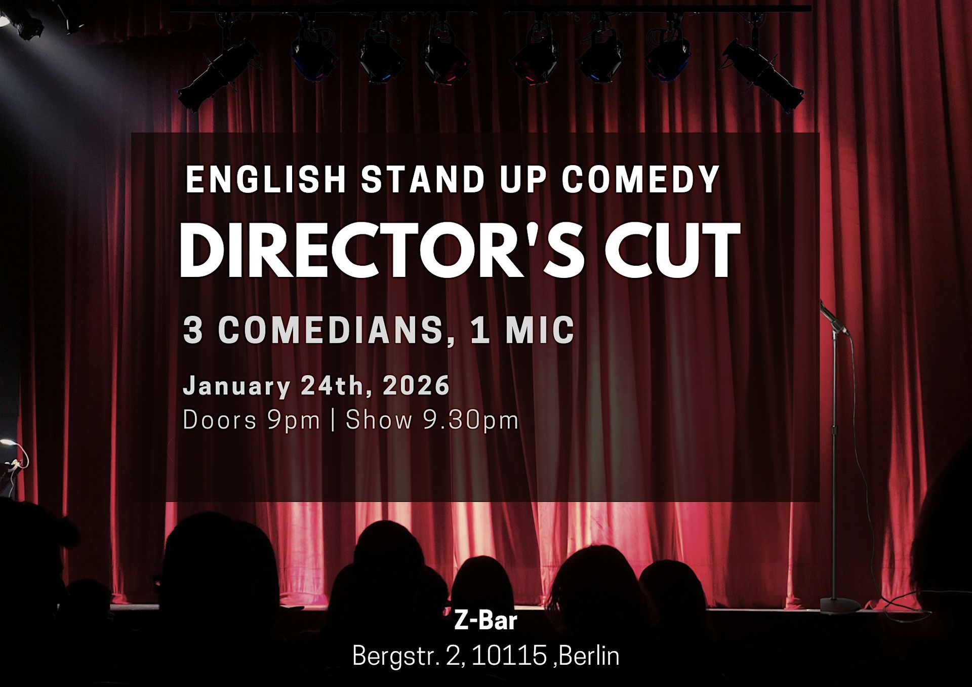 English Stand Up Comedy in Mitte - Director's Cut XL (FREE SHOTs)