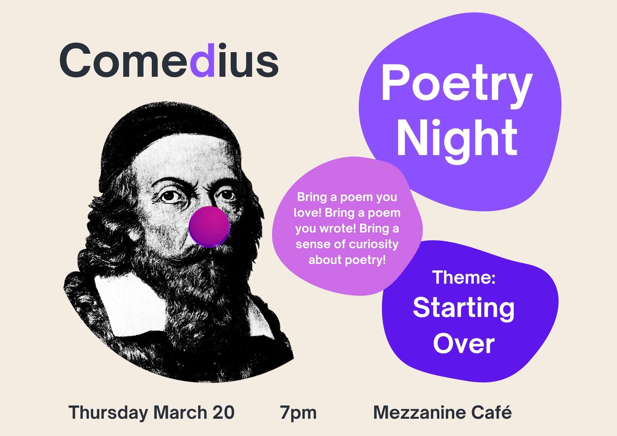 Comedius Poetry Night (theme: STARTING OVER)