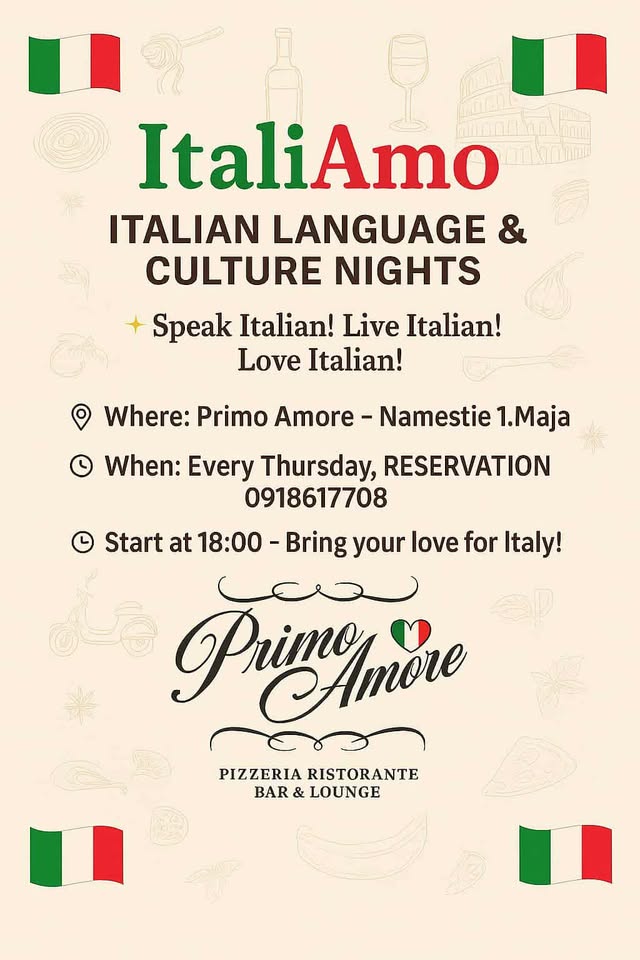 ParliAMO Italiano, free course of language and culture, every Thursday