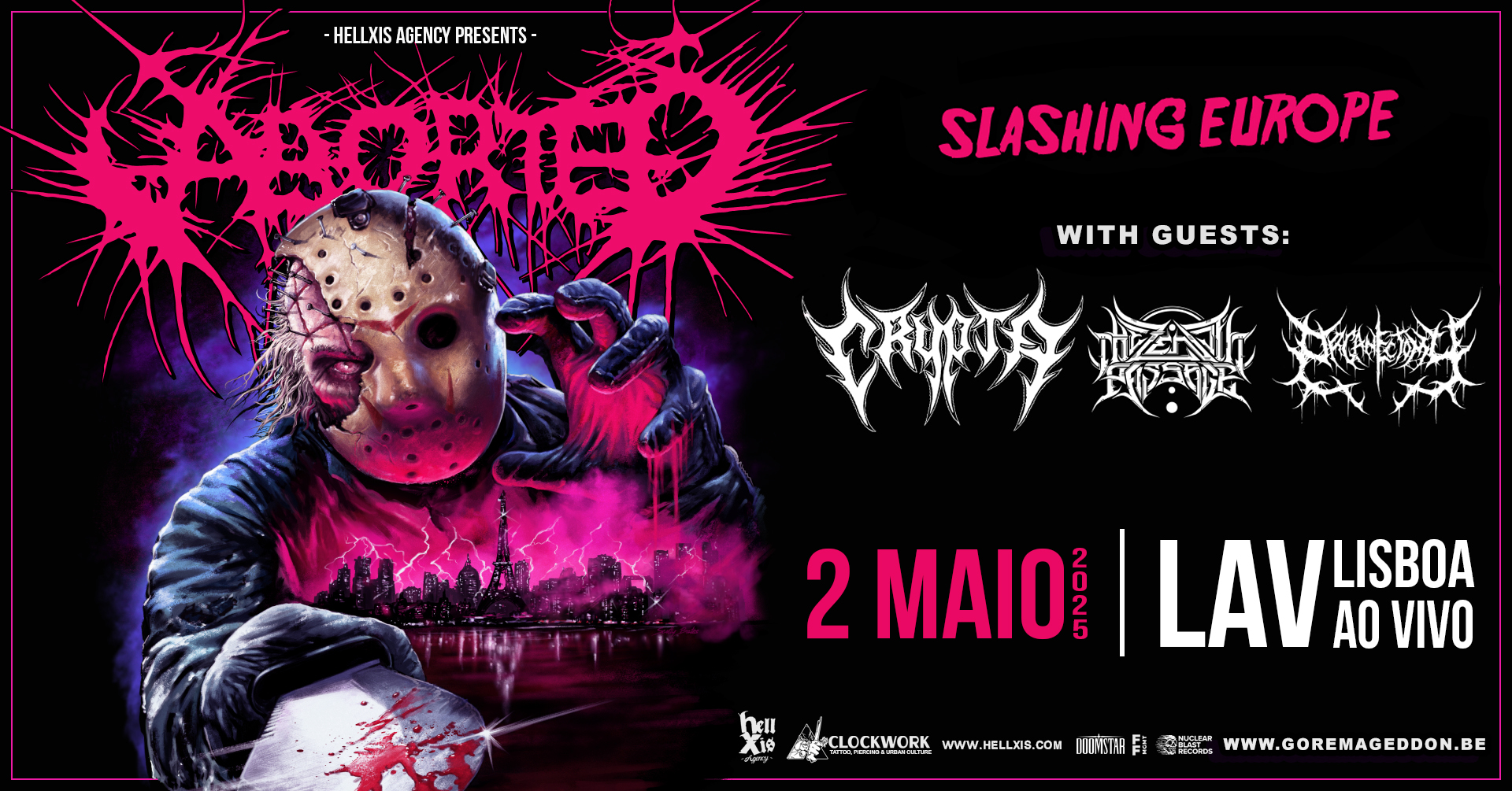 ABORTED + CRYPTA + THE ZENITH PASSAGE + ORGANECTOMY @ RCA Club - Lisboa