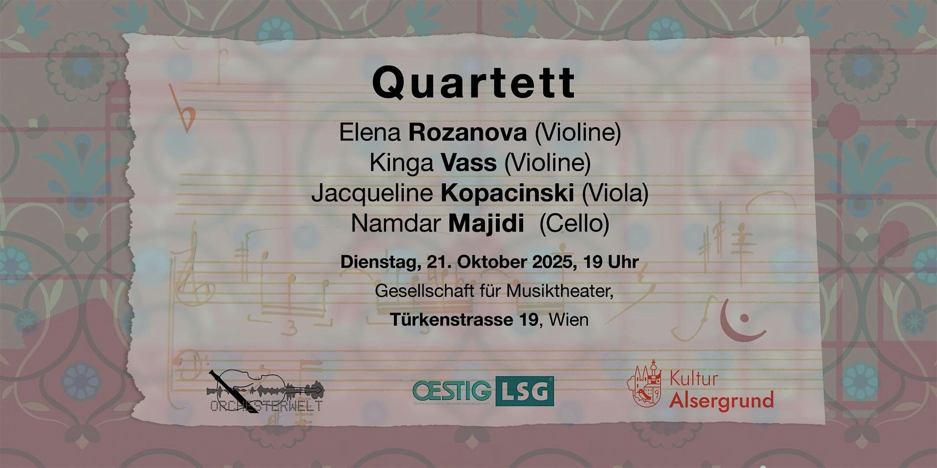 Streichquartett Konzert mit Musik zeitgenössischer Komponisten