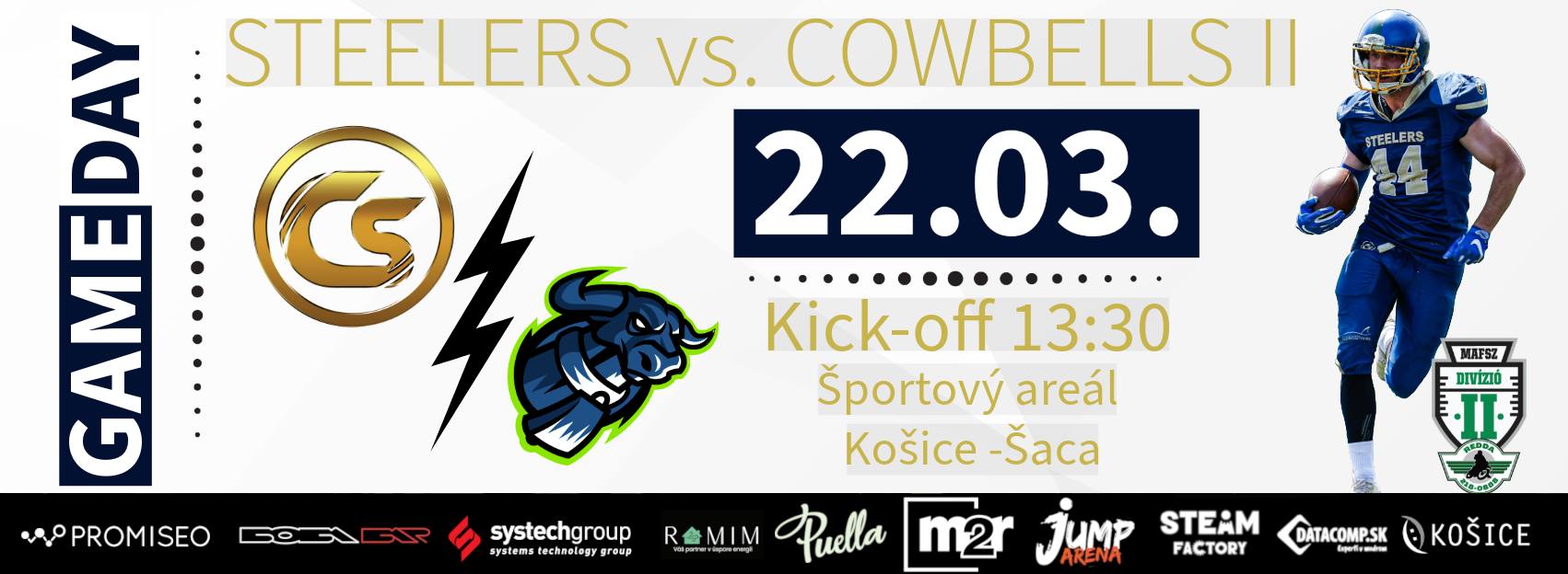 Zápas amerického futbalu Cassovia Steelers vs. Cowbells II
