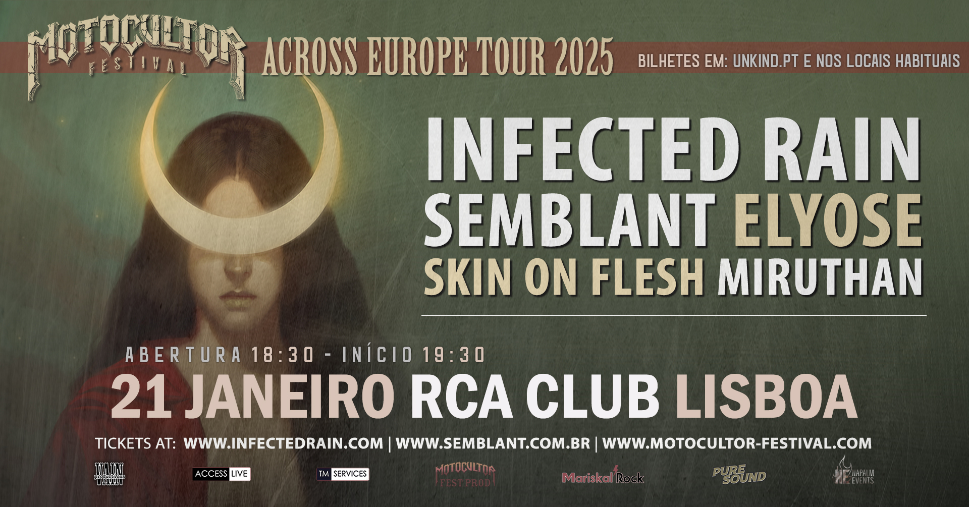 INFECTED RAIN + SEMBLANT + Elyose + Miruthan + Skin on Flesh - "Motocultor Across Europe tour 2025"