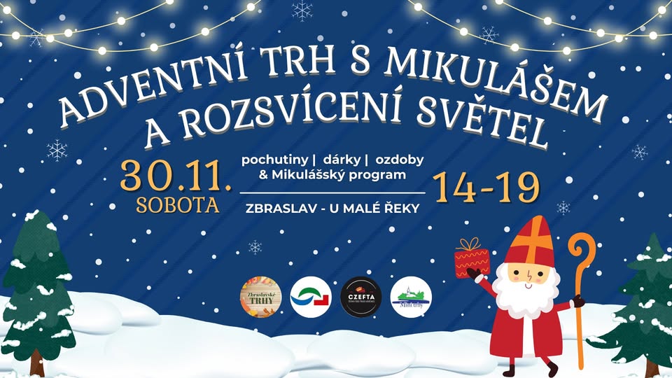 Adventní trh s Mikulášem a rozsvícení světel na Zbraslavi