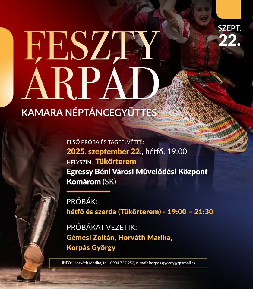 Feszty Árpád Kamara Néptáncegyüttes – beiratkozás az Egressy Béni VMK művészeti csoportjába