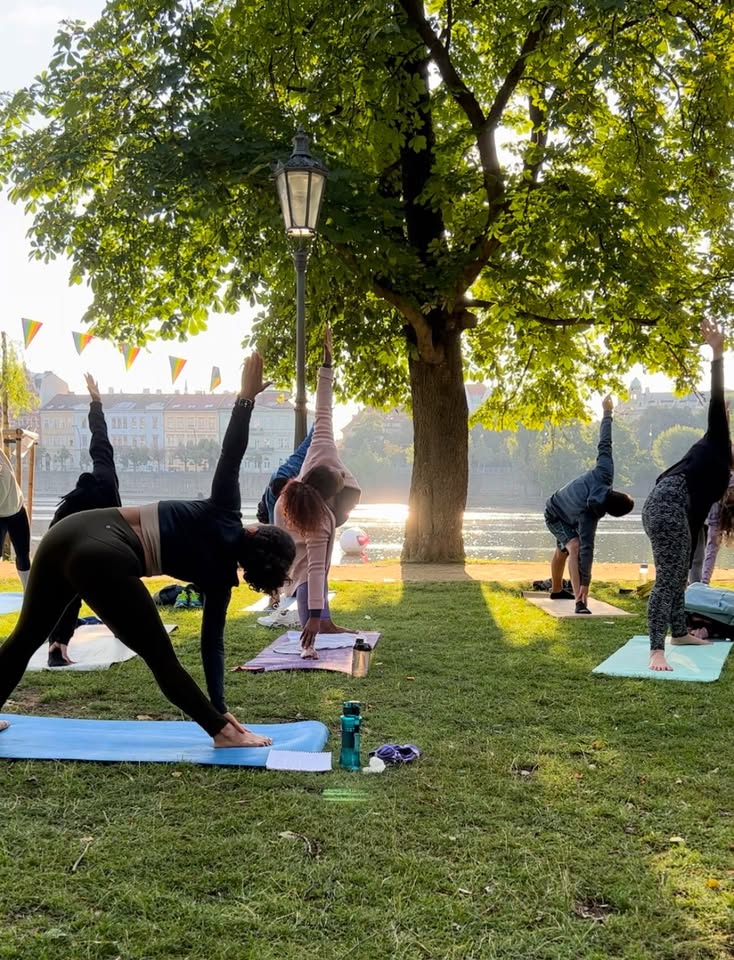 Sunrise yoga by the river