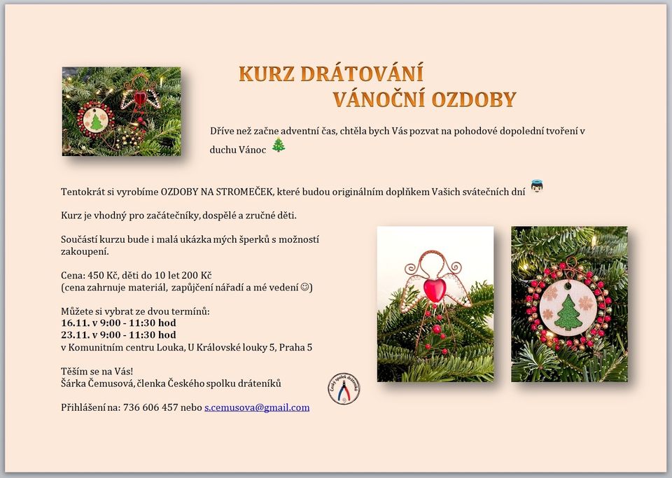 Kurz drátování - Vánoční ozdoby
