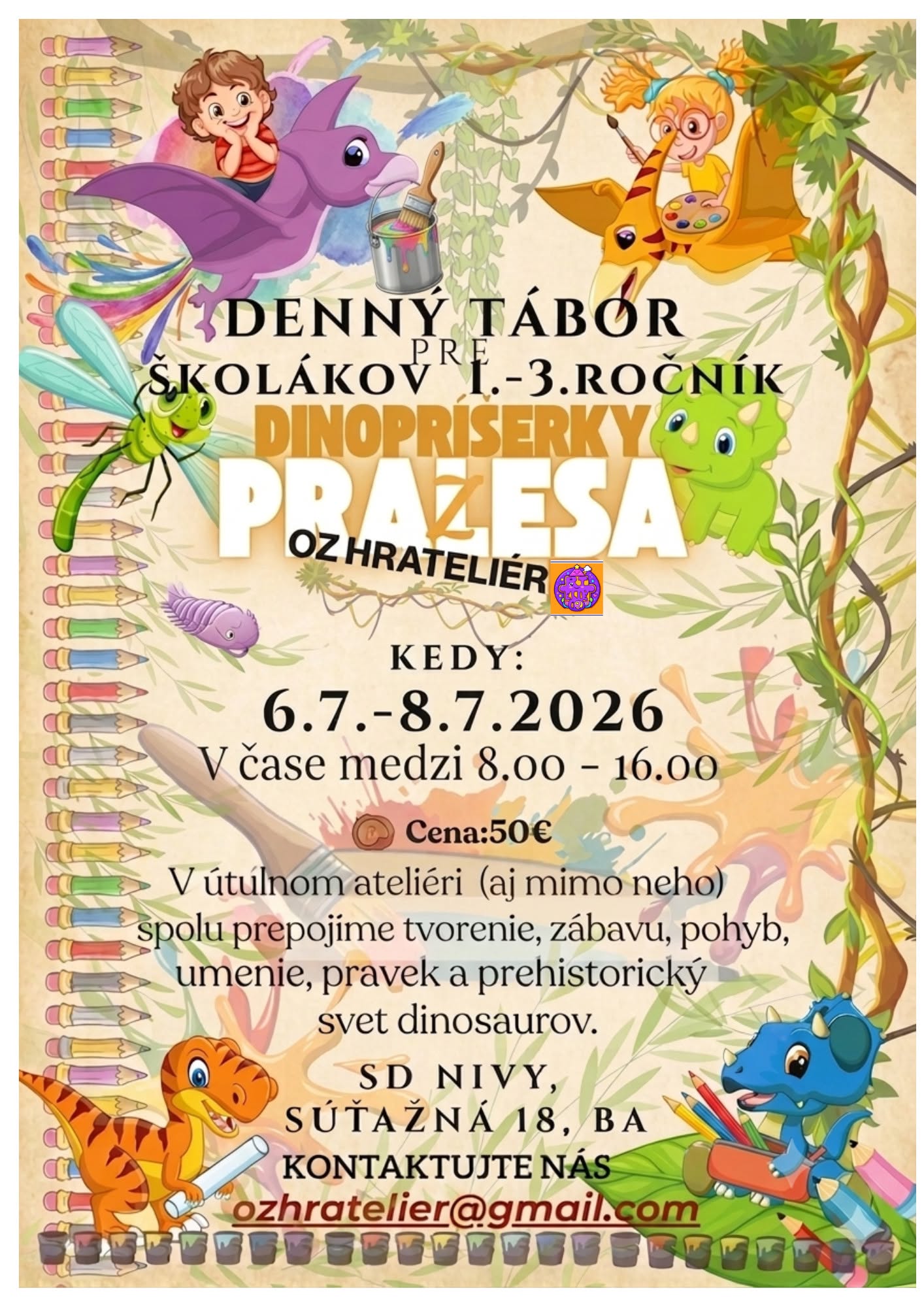 Dinopríšerky z pralesa arte-enviro camp pre malých dobrodruhov (7-10 rokov)