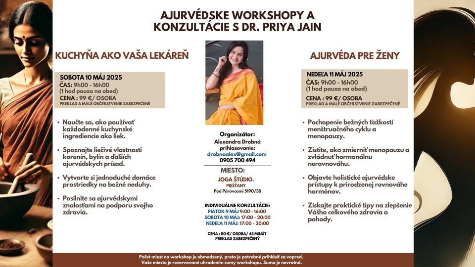 Ajurvédske workshopy a konzultácie s Dr. Priya Jain