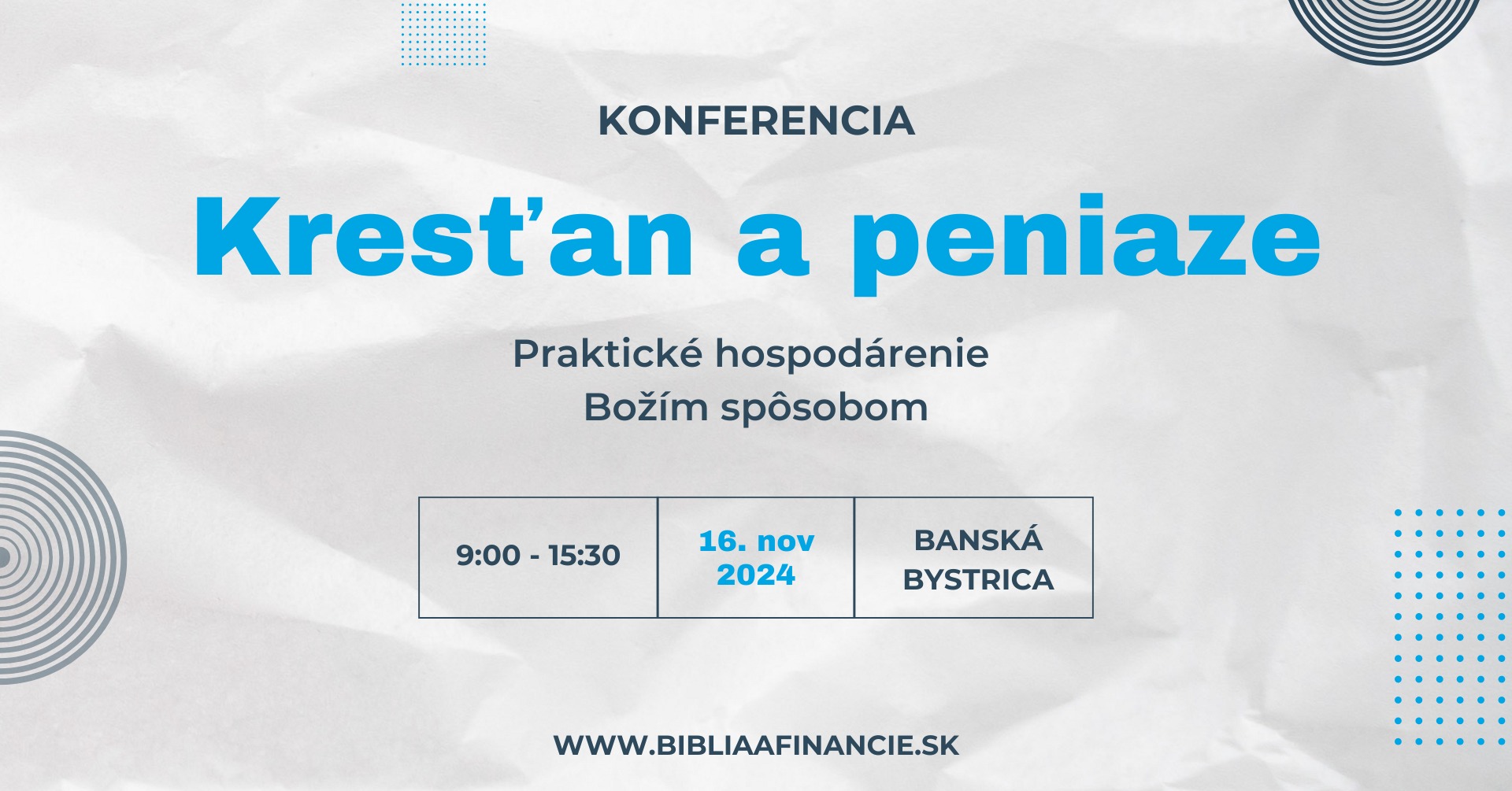 Konferencia: Kresťan a peniaze (Banská Bystrica)