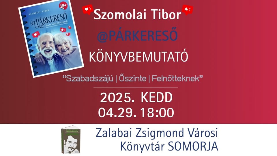Szomolai Tibor új könyvvel érkezik Somorjára
