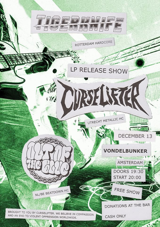 Curselifter LP Release - FREE SHOW with Tigerknife, Curselifter, Out of the Blue @ Vondelbunker