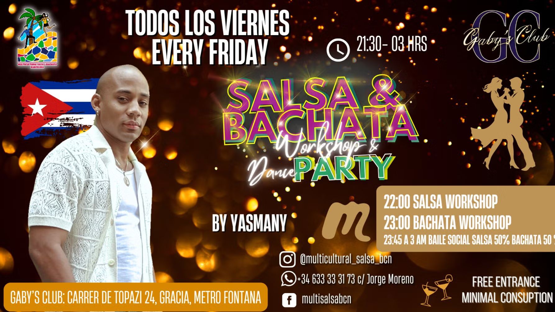 FRIDAY!! Free Salsa and Bachata class + social dancing at Gaby's Club