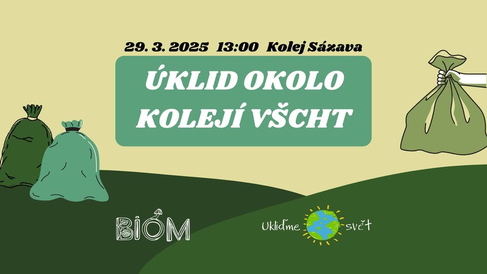 Úklid okolo kolejí VŠCHT