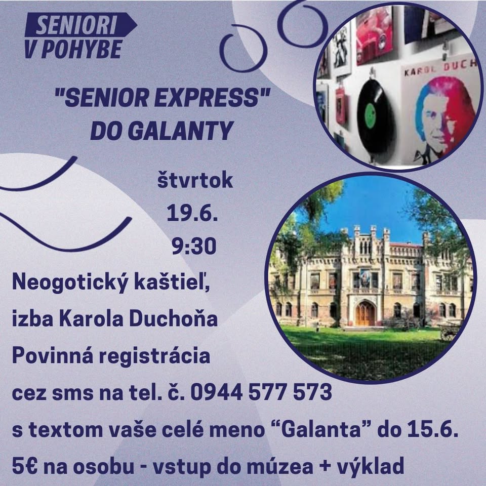 „Senior Express“ do Galanty /19.6./ - plná kapacita