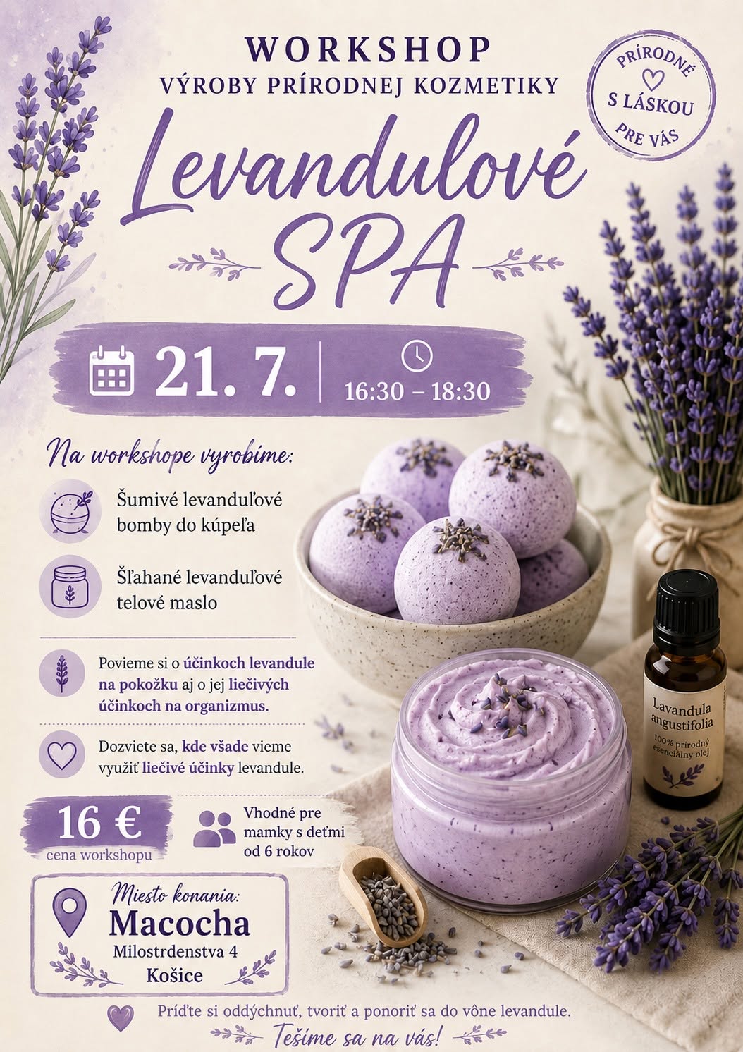 Levanduľové spa - workshop prírodnej kozmetiky