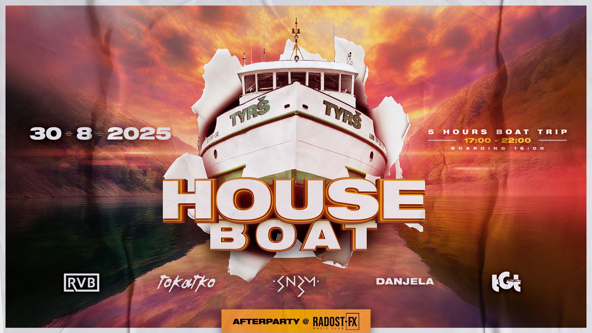 HOUSE BOAT TYRŠ - 30.8.2025 + afterparty Radost FX