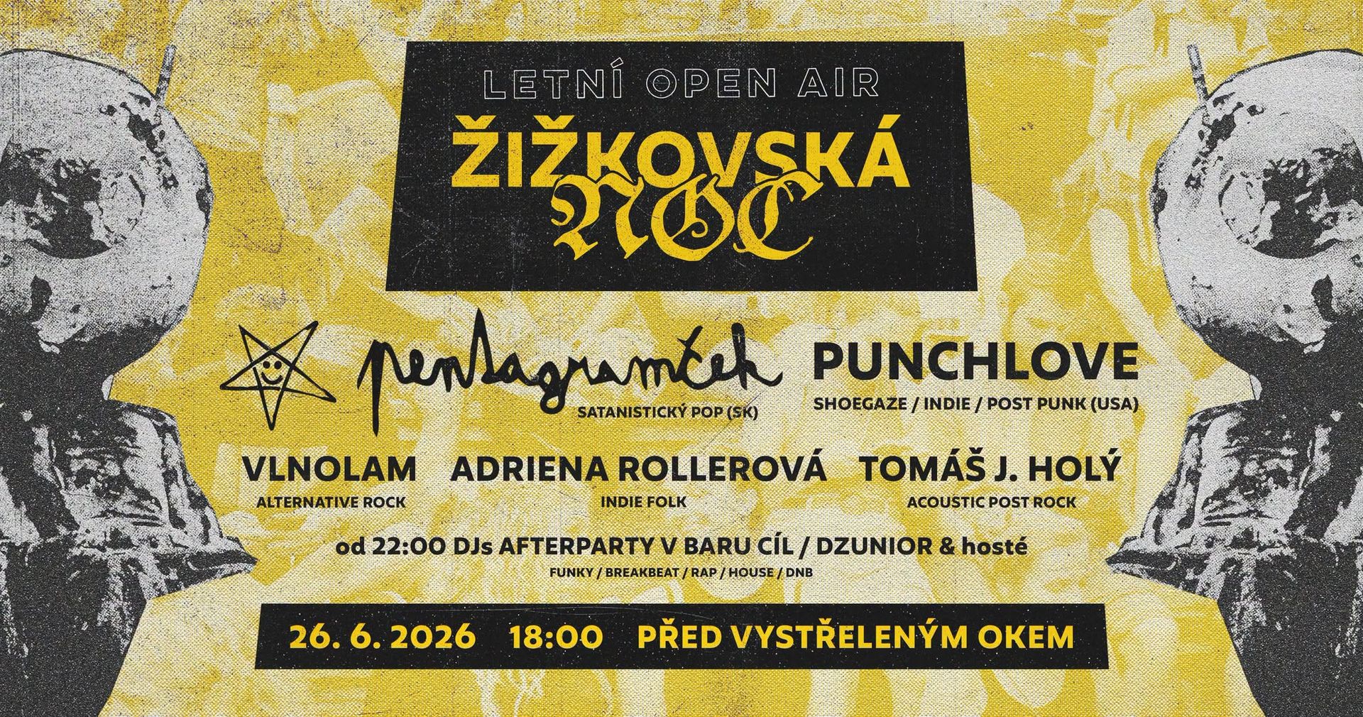 Letní žižkovskej open air před Vokem: ⛧PENTAGRAMČEK⛧ + PUNCHLOVE (USA) a další!