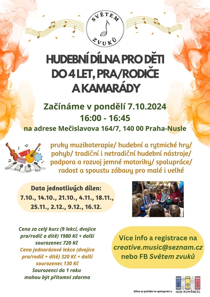 Světem zvuků - hudební dílna pro děti do 4 let, pra/rodiče a kamarády