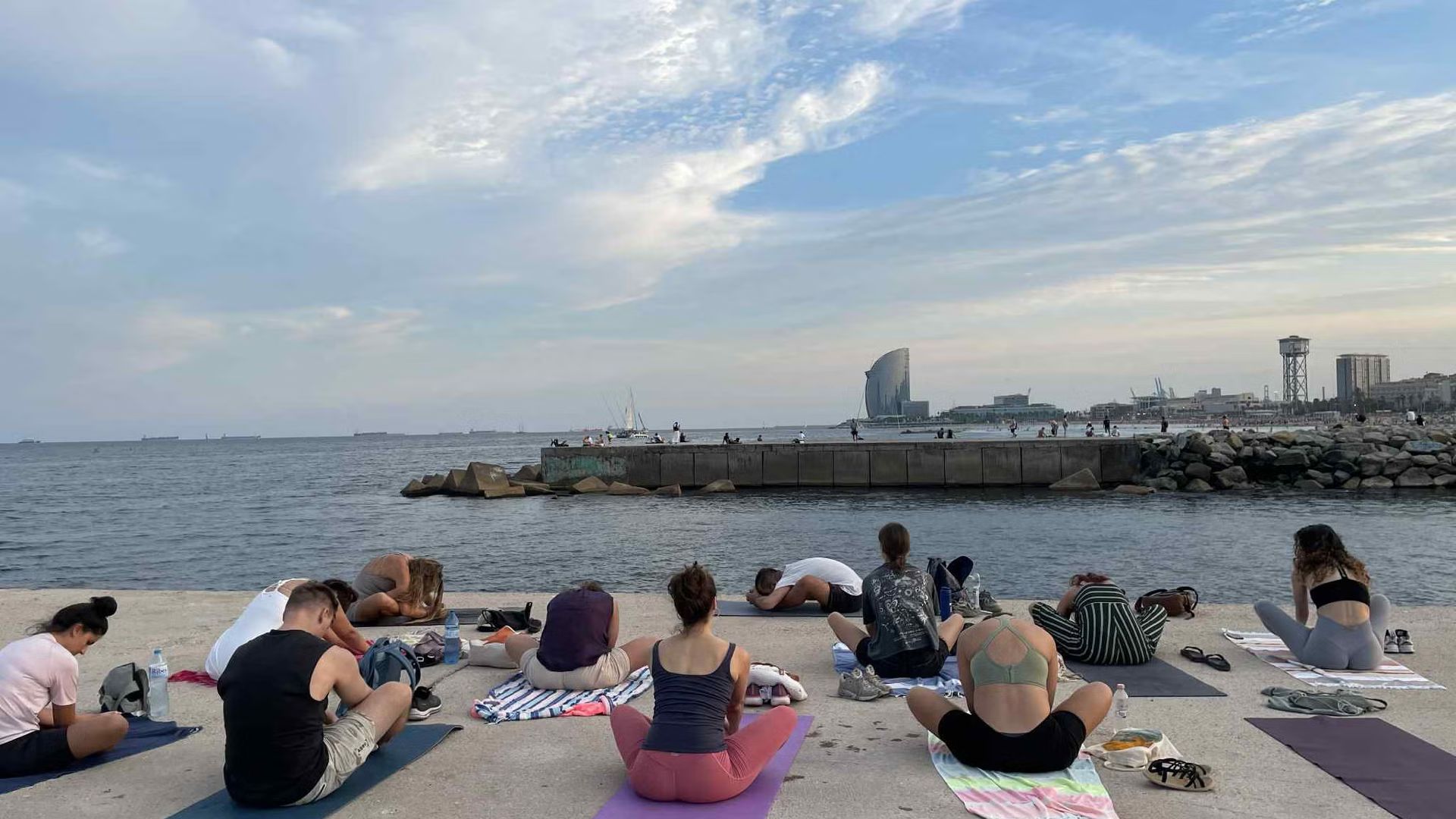 Chakra opening. Eclipse Yin Yoga & Openness Meditation, Barceloneta Beach