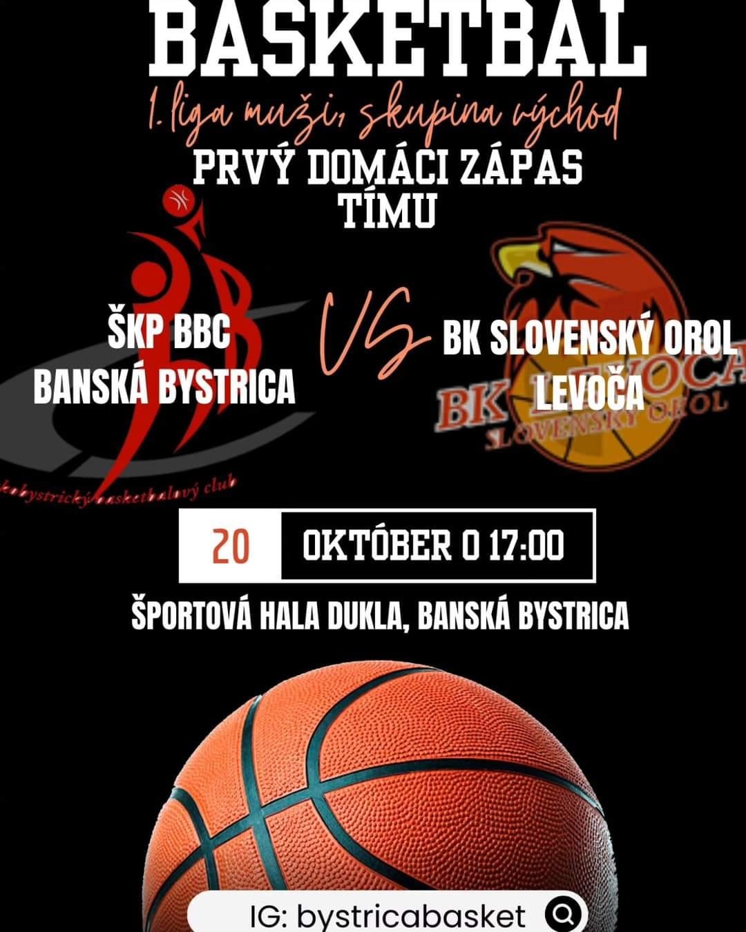 Prvý domáci zápas ŠKP BBC BANSKÁ BYSTRICA MUŽI proti BK SLOVENSKÝ OROL LEVOČA